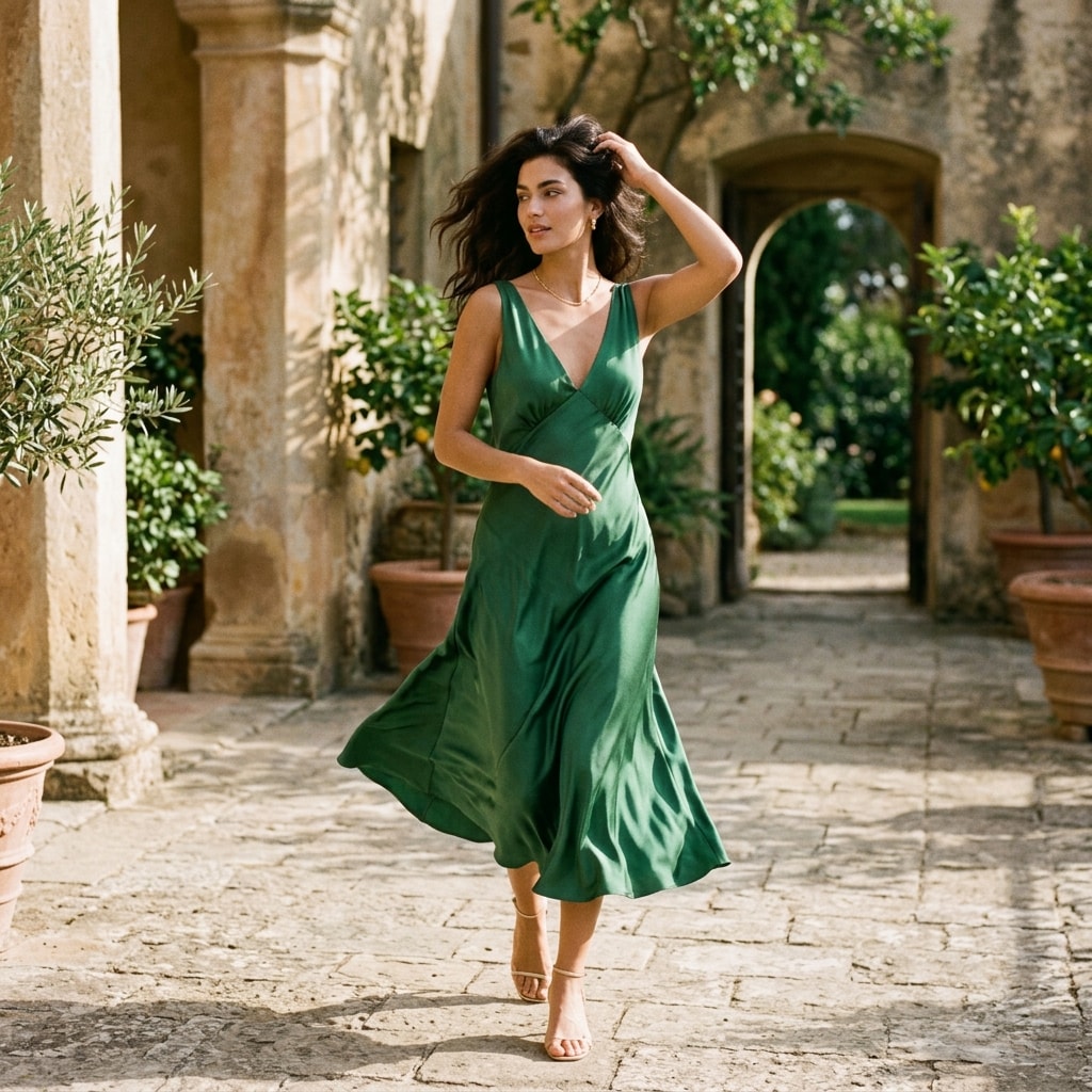 Elena Silk Dress Campaign Image